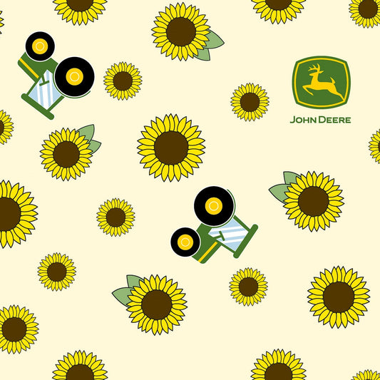 John Deere Sunflower Tractor Toss White Springs Creative Cotton Fabric