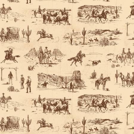 John Wayne American West Main Cream Riley Blake Cotton Fabric RB-C16620-CREAM