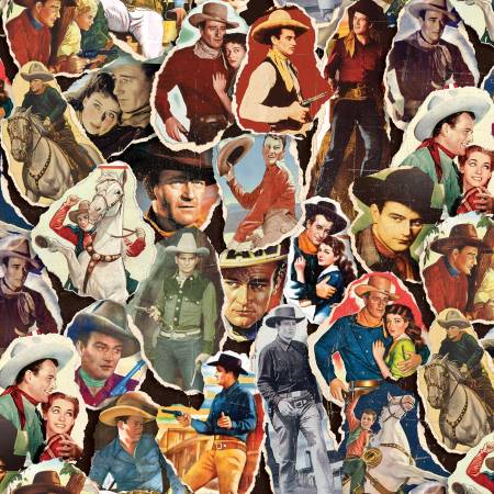 John Wayne American West Poster Print Multi Riley Blake Cotton Fabric RB-CD16627-MULTI