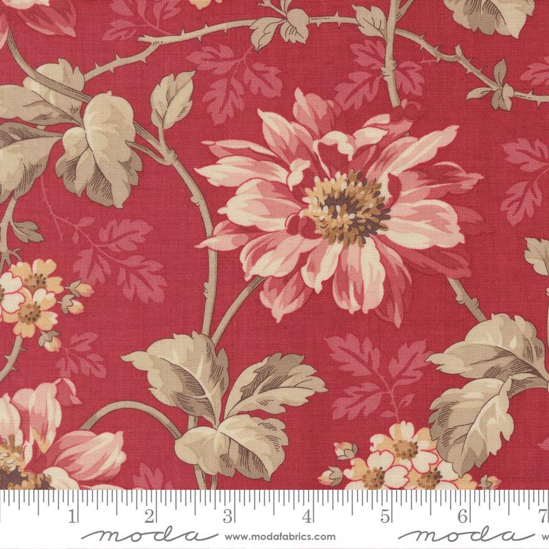 Joie De Vivre Angelique Florals Rouge French General Moda Cotton Fabric MD-13980-12