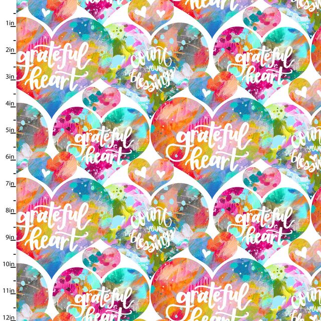 Joy Blooms Floral Heart Grateful Bethany Joy 3 Wishes Cotton Fabric