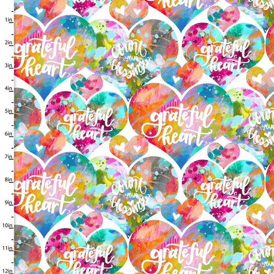 Joy Blooms Floral Heart Grateful Bethany Joy 3 Wishes Cotton Fabric