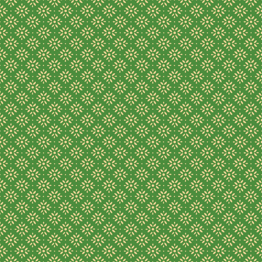 Joyful Snowflake Metallic Light Green Maywood Studio Cotton Fabric