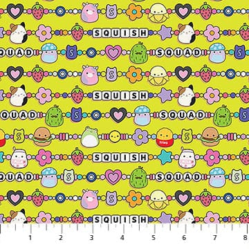 Original Squishmallows Joyful Bracelets Highlighter Northcott Fabrics Cotton Fabric NC-SQ1027-70 | US Fabric Shop