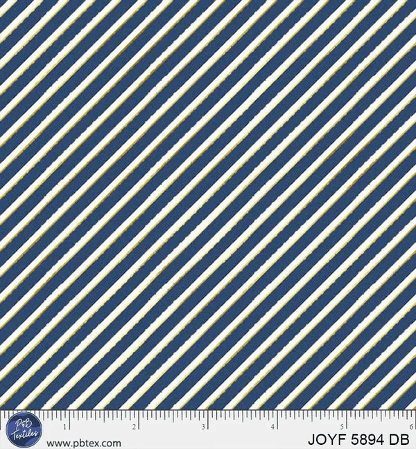 Joyful Candy Cane Stripe Dark Blue Metallic Sara Berrenson P&B Textiles Cotton Fabric PB-JOYF-5894-DB | US Fabric Shop