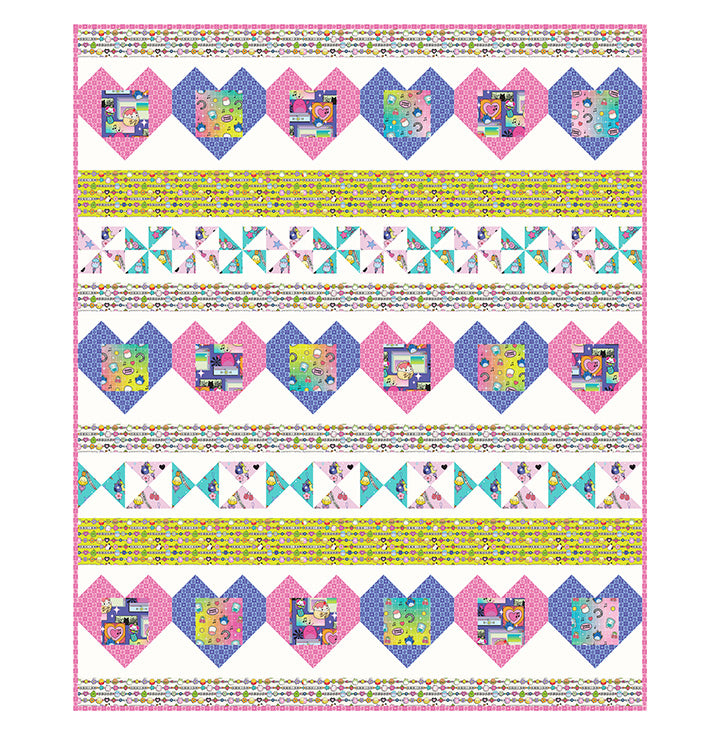 Original Squishmallows Joyful Hearts Digital Quilt Top Northcott Fabrics NC-DQSQ3