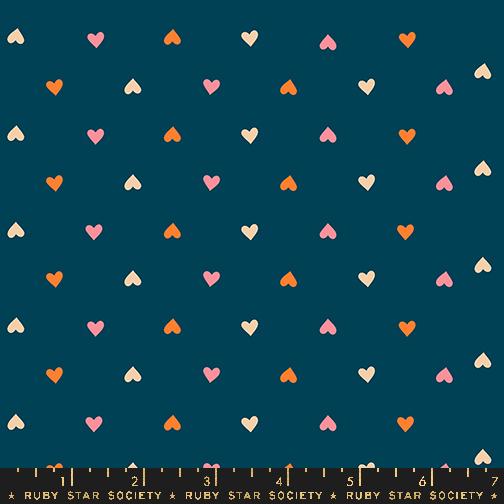 Juicy Hearts Retro Galaxy Blue Melody Miller Ruby Star Society Moda Cotton Fabric