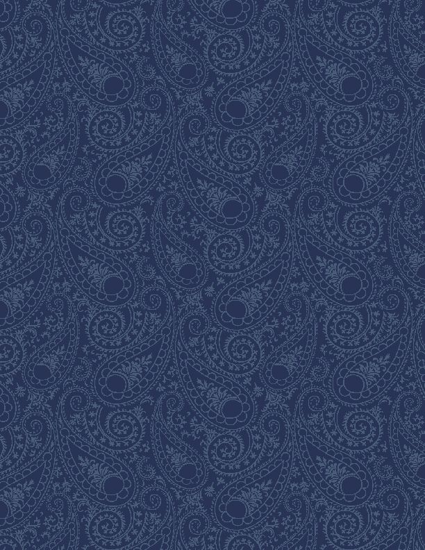 Juliette Paisley Tonal Navy Blue Angela Nickeas Wilmington Prints Cotton Fabric