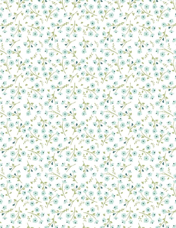 Juliette Small Floral Tossed Teal Blue Green Angela Nickeas Wilmington Prints Cotton Fabric