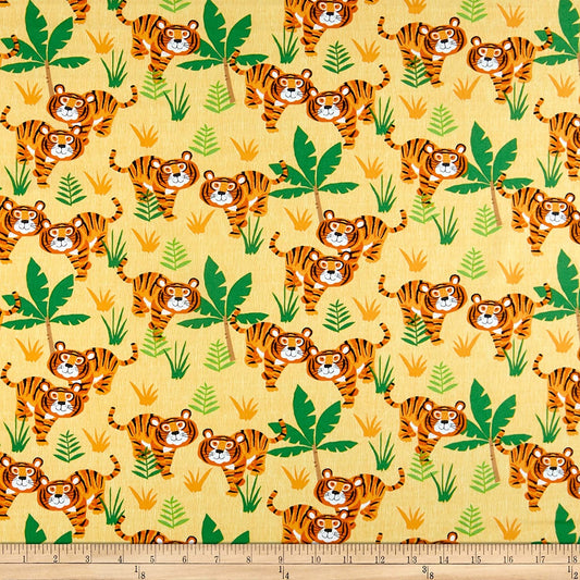 Kidz Wild Jungle Boogie Tigers Sun Yellow KIdz Timeless Treasures Cotton Fabric