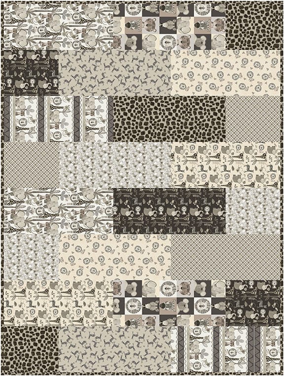 Fabric Requirements-Jungle Romp Biscotti Quilt Project Henry Glass | US Fabric Shop