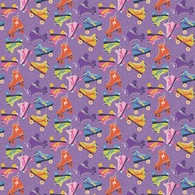 Jurassic Joyrides Skate Toss Purple Paintbrush Studio Cotton Quilting Fabric PBS-120-25414 | US Fabric Shop