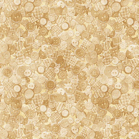 Just Sew Button Blender Cream Dan Morris Quilting Treasures Cotton Fabric