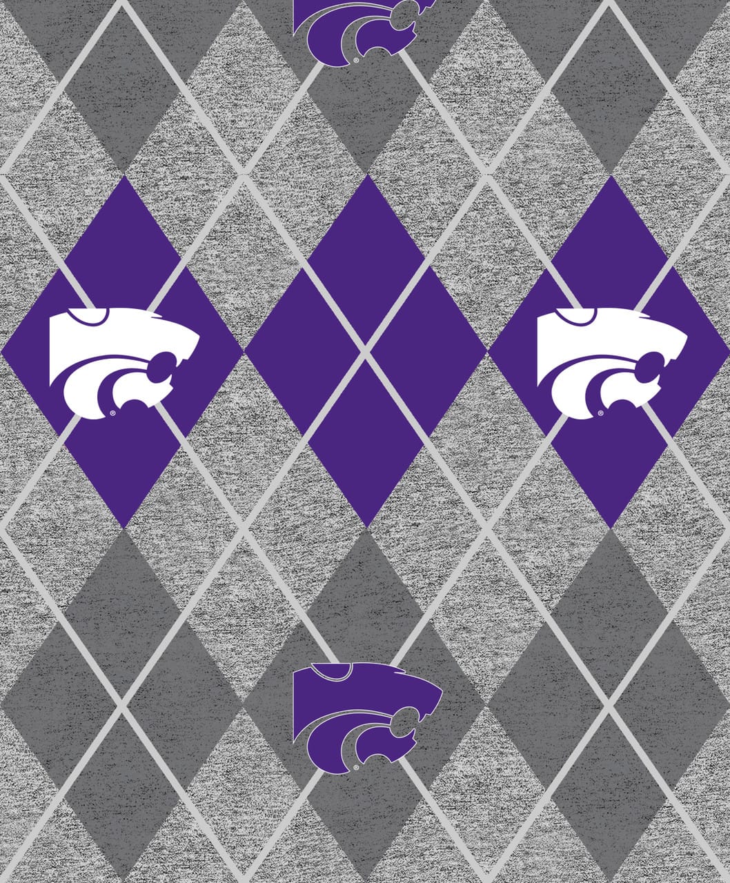 Kansas State Wildcats NCAA College Heather Argyle Sykel Enterprises Polyester FLEECE Fabric KSU-1148 | US Fabric Shop