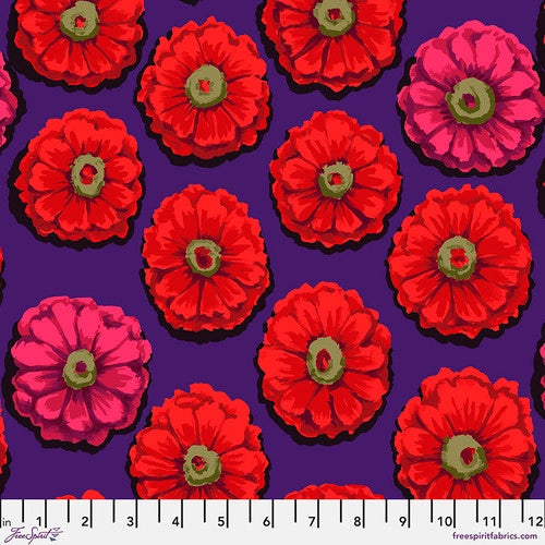 Zinnia Crimson Kaffe 85 & Fabulous Kaffe Fassett Collective Free Spirit Cotton Fabric PWGP031.CRIMSON