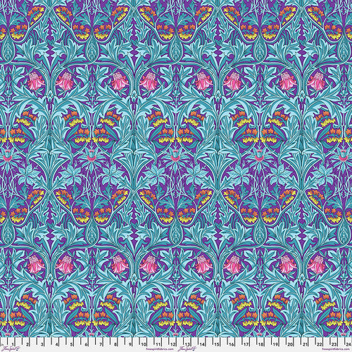 Kaffe Fassett x Morris & Co. Bluebell Purple Kaffe Fassett Collective Free Spirit Cotton Fabric FS-PWKW004.Purple