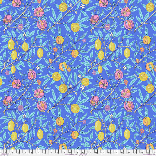 Kaffe Fassett x Morris & Co. Fruit Cobalt Blue Kaffe Fassett Collective Free Spirit Cotton Fabric FS-PWKW010.Cobalt