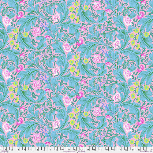 Kaffe Fassett x Morris & Co. Leicester Aqua Kaffe Fassett Collective Free Spirit Cotton Fabric FS-PWKW011.Aqua