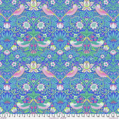 Kaffe Fassett x Morris & Co. Strawberry Thief Blue Kaffe Fassett Collective Free Spirit Cotton Fabric FS-PWKW013.Blue