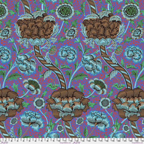 Kaffe Fassett x Morris & Co. Wandle Cobalt Blue Kaffe Fassett Collective Free Spirit Cotton Fabric FS-PWKW012.Cobalt