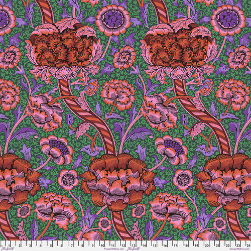 Kaffe Fassett x Morris & Co. Wandle Red Kaffe Fassett Collective Free Spirit Cotton Fabric FS-PWKW012.Red