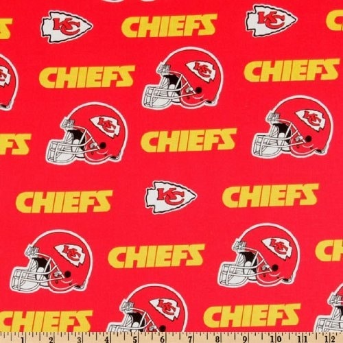 Kansas City Chiefs NFL Football Logo and Helmet 58" Fabric Traditions Cotton Fabric NFL-6315D