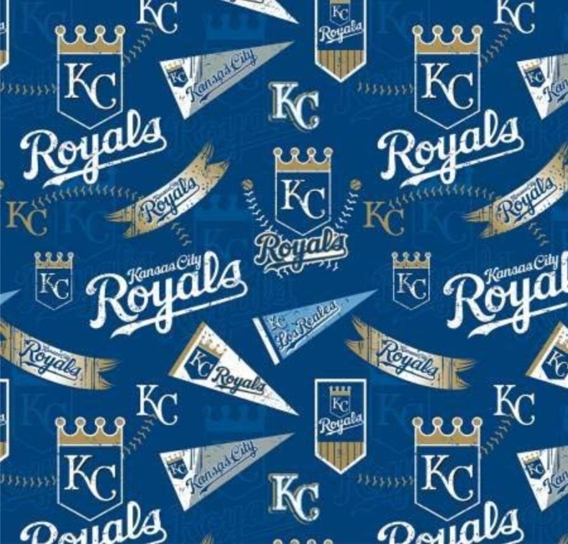 Kansas City Royals MLB Baseball Retro 58" Fabric Traditions Cotton Fabric MLB-14417B