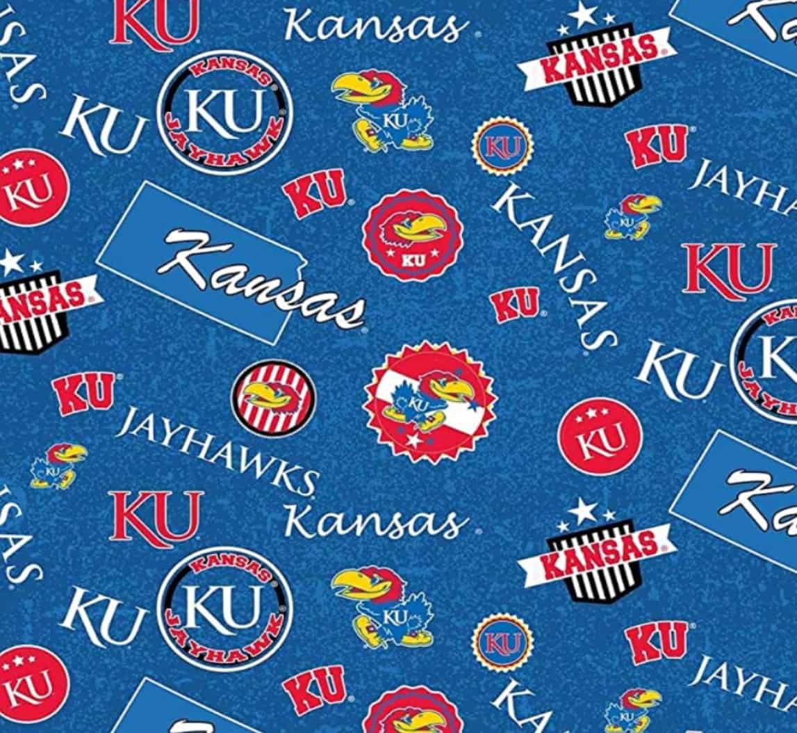 Kansas Jayhawks NCAA College Home State Sykel Cotton Fabric KS-1208