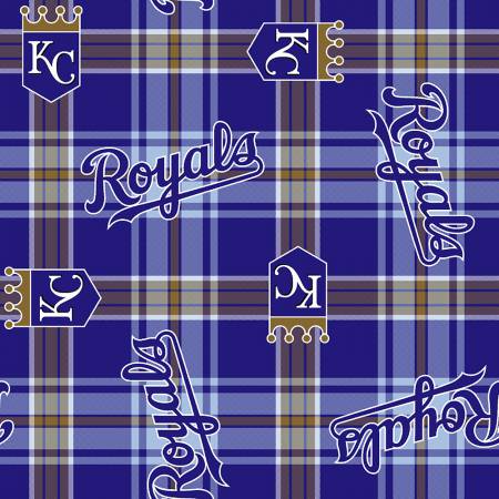 Kansas City Royals MLB Baseball Plaid Fabric Traditions 58-60 inches wide Polyester FLEECE Fabric MLB-6619-B