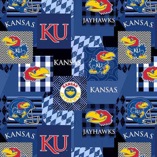 Kansas Jayhawk NCAA College Collegiate Minky Geo Sykel Enterprises Polyester Fabric SYK-KS-1367