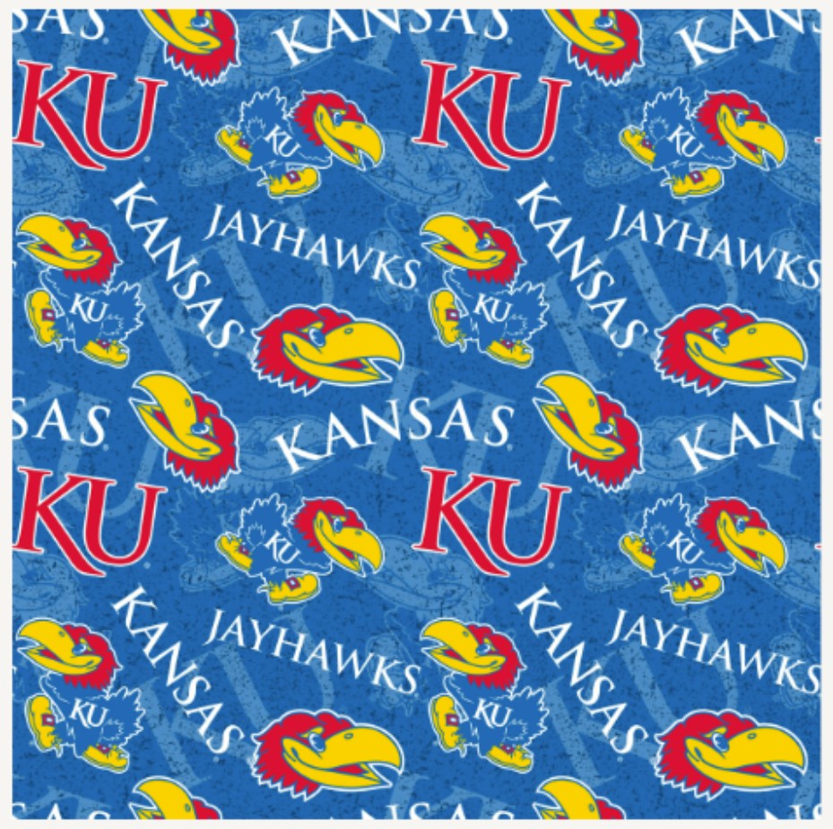 Kansas Jayhawks NCAA College KS Tone on Tone Sykel Cotton Fabric KS-1178