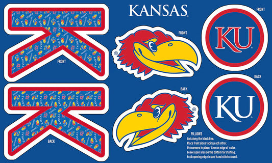 Kansas Jayhawks NCAA Collegiate Pillow Project 36 x 60 inches Sykel Polyester Minky Fabric SYK-KS-1359
