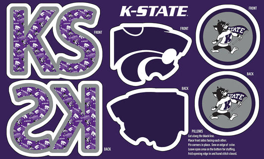Kansas State Wildcats NCAA Collegiate Pillow Project 36 x 60 inches Sykel Polyester Minky Fabric SYK-KSU-1359