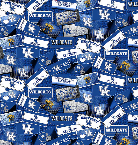 Kentucky Wildcats NCAA College UK License Plate Cotton Fabric KY-1210