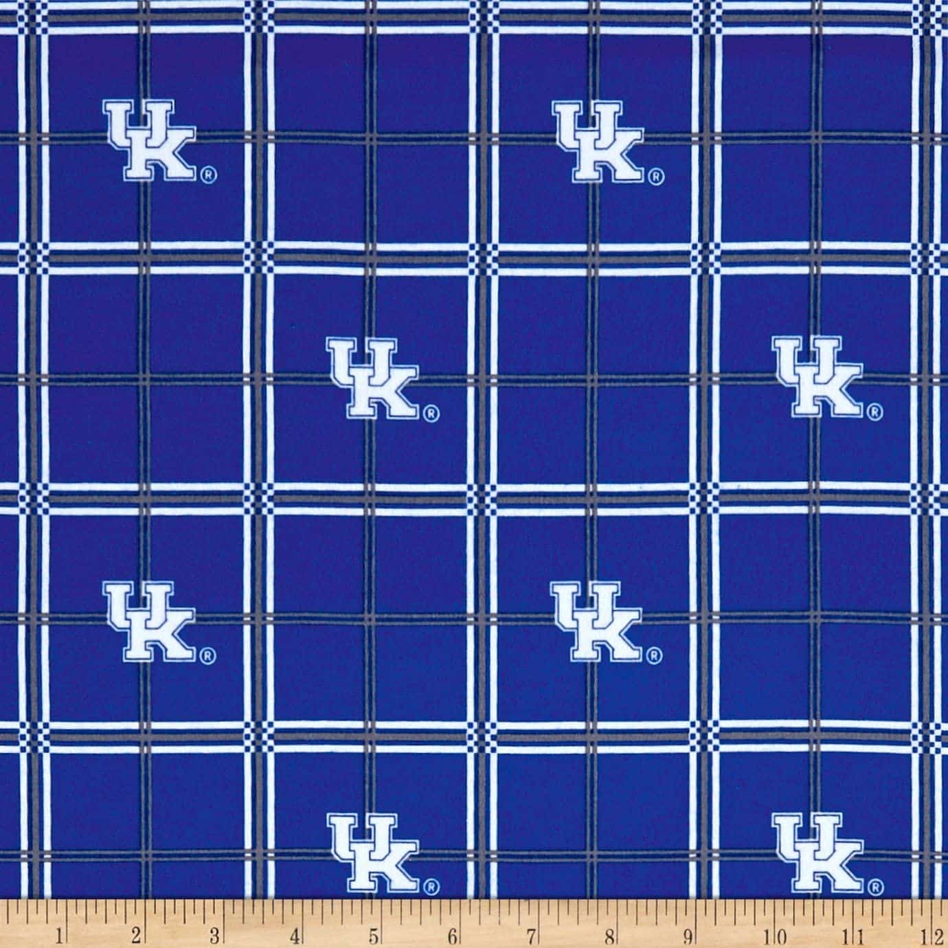 Kentucky Wildcats NCAA College Plaid Sykel FLANNEL Cotton Fabric KY-023