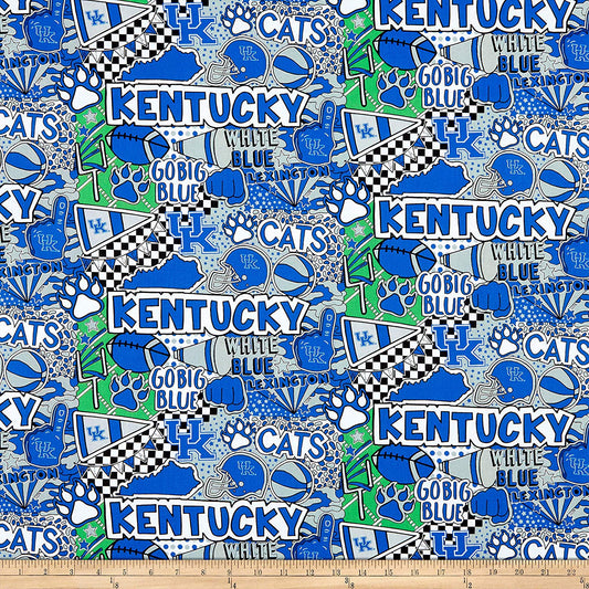 Kentucky Wildcats NCAA College Pop Art Graffiti Sykel Cotton Fabric KY-1165