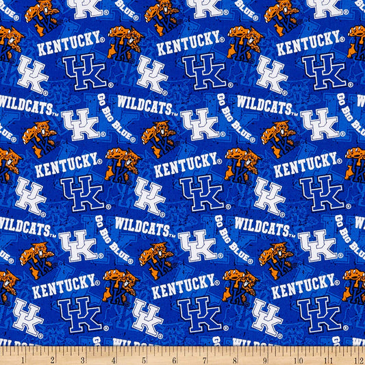 Kentucky Wildcats NCAA College UK Tone on Tone Sykel Cotton Fabric KY-1178