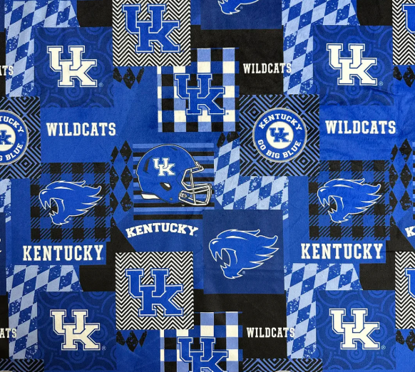 Kentucky Wildcats NCAA College MINKY Geo Sykel Cotton Fabric KY-1367