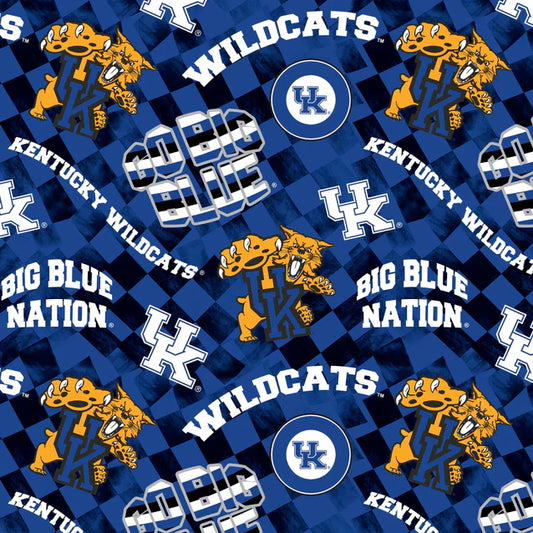Kentucky Wildcats NCAA College Check Allover Sykel Cotton Fabric SYK-KY-1370