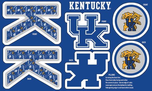 Kentucky Wildcats NCAA Collegiate Pillow Project 36 x 60 inches Sykel Polyester Minky Fabric SYK-KY-1359
