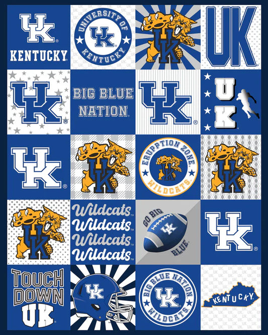 Kentucky Wildcats NCAA Collegiate T-Shirt Panel 60" Sykel Polyester Minky Fabric SYK-KY-1362