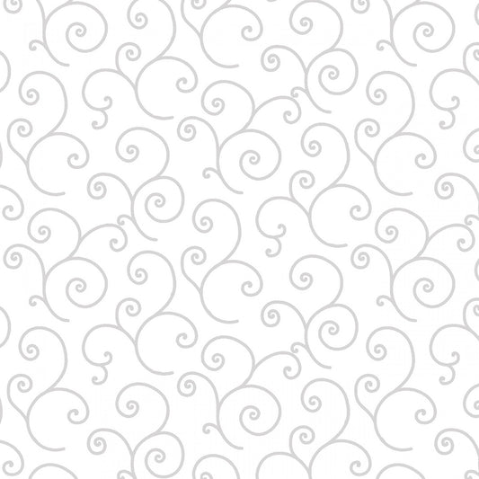 Kimberbell Basics Scroll White on White Kim Christopherson Maywood Studio Cotton Fabric MS-8243M-WW