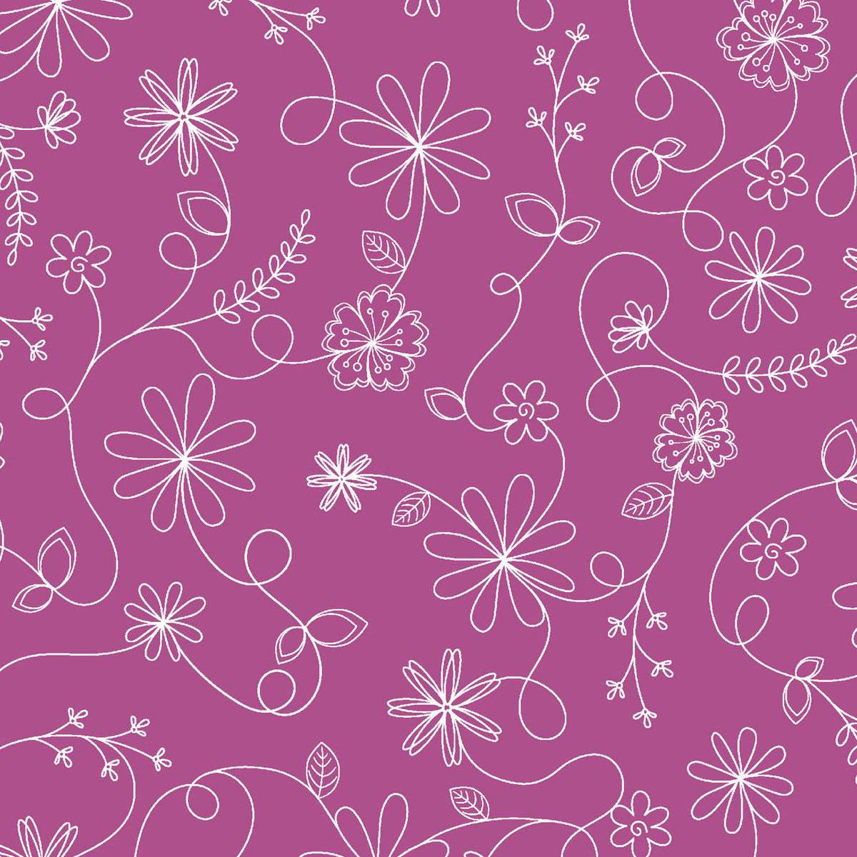 Kimberbell Basics Swirl Floral White Violet Purple Kim Christopherson Maywood Studio Cotton Fabric MS-8261-V