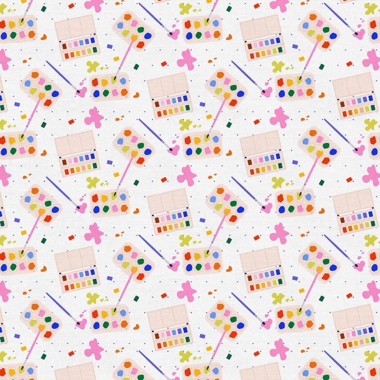 Kindergarten Cubbies Art Class White Cream Paintbrush Studio Cotton Fabric PBS-120-25006 | US Fabric Shop