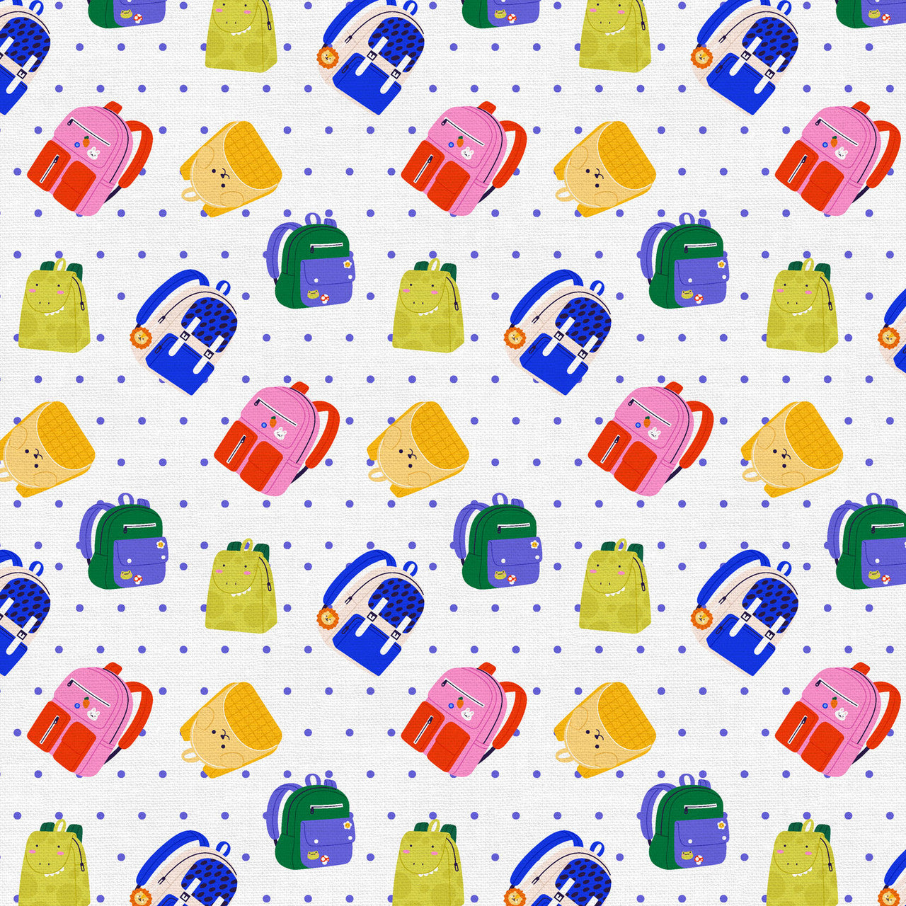 Kindergarten Cubbies Backpack Toss White Cream Paintbrush Studio Cotton Fabric PBS-120-25004