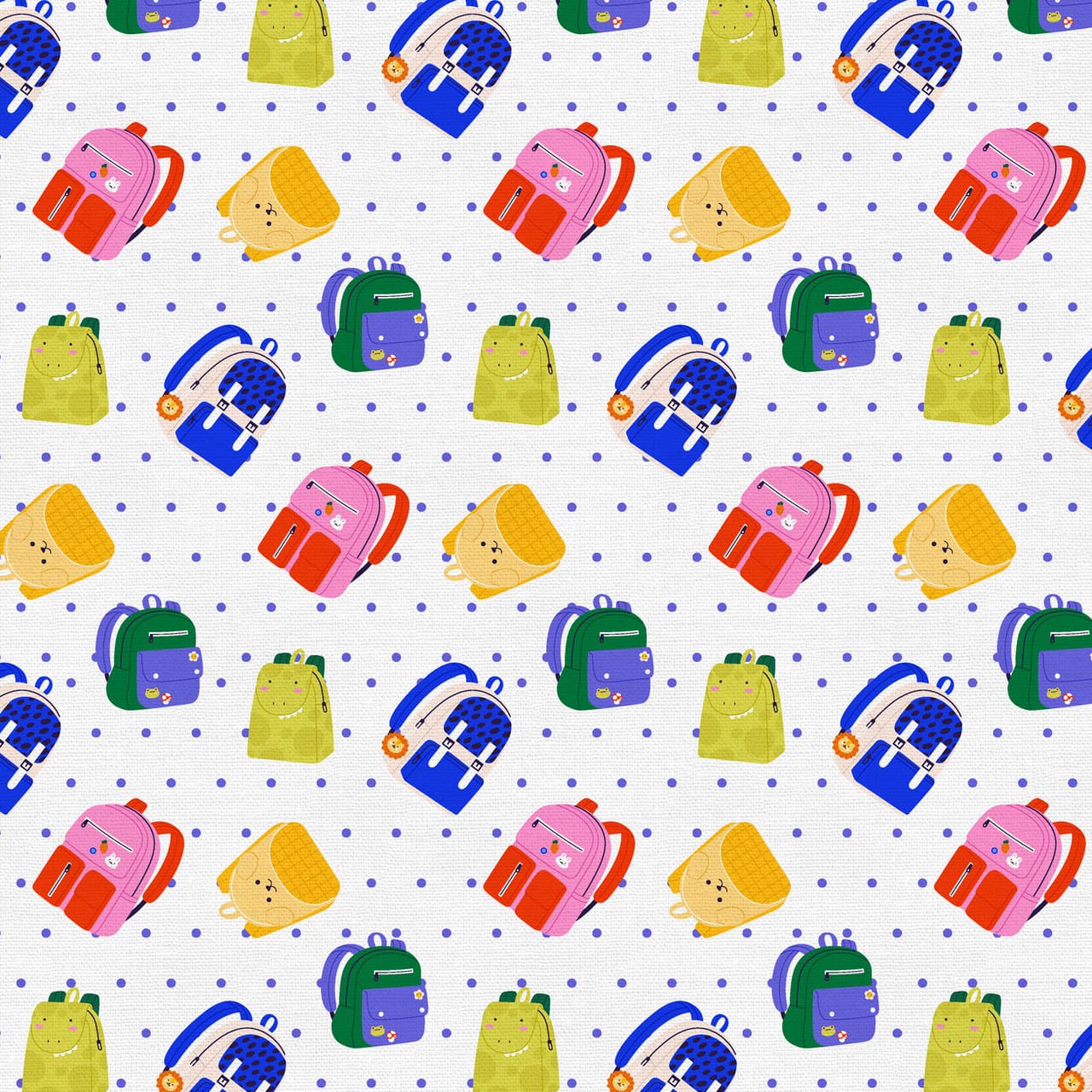 Kindergarten Cubbies Backpack Toss White Cream Paintbrush Studio Cotton Fabric PBS-120-25004 | US Fabric Shop