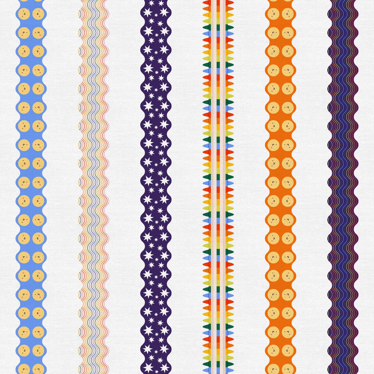 Kindergarten Cubbies Boarders White Cream Paintbrush Studio Cotton Fabric PBS-120-25014 | US Fabric Shop