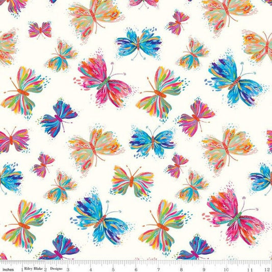 Kindness, Always Butterflies Allover Cloud Cream Riley Blake Designs Cotton Fabric