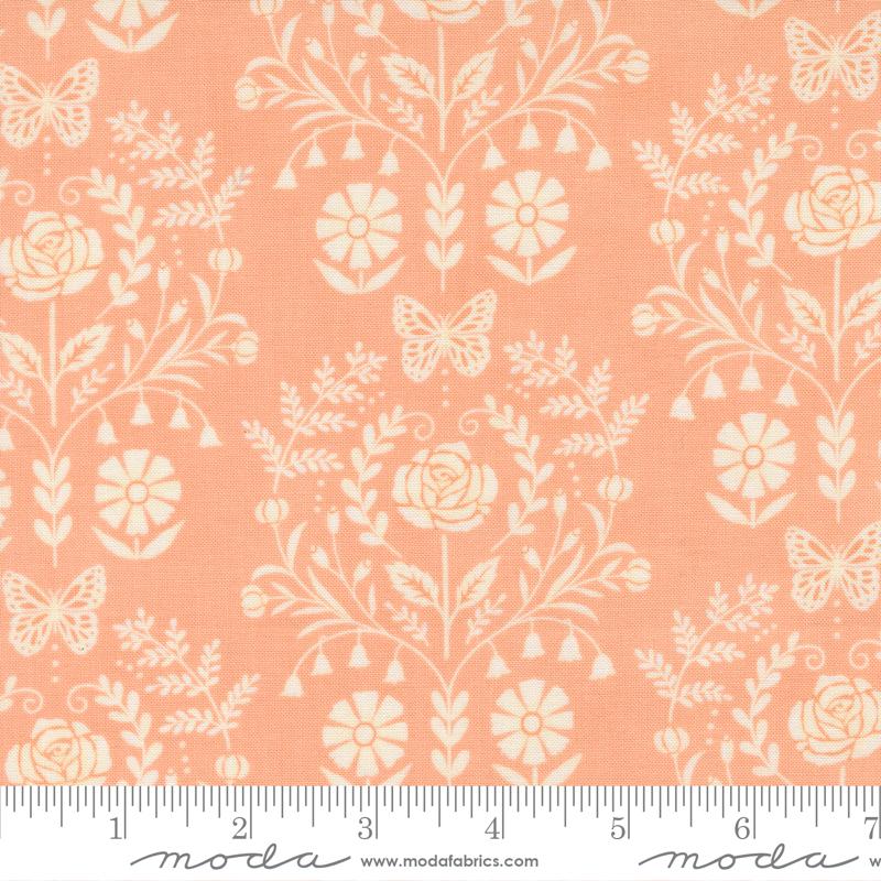 Kindness Damask Coral Peach Deb Strain Moda Fabrics Cotton Fabric MD-56152-24