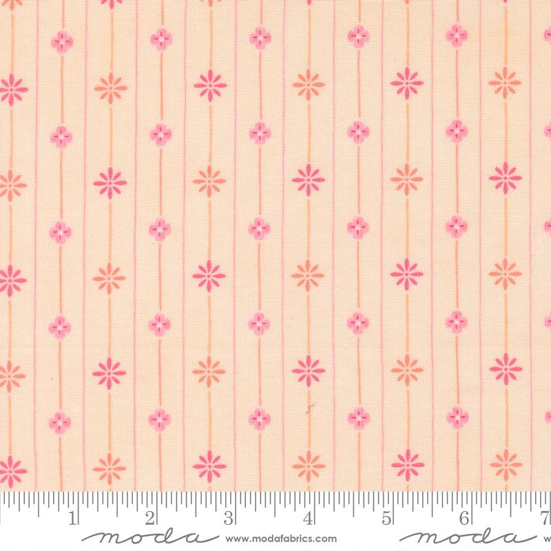 Kindness Petals in the Wind Stripes Floral Peach Deb Strain Moda Fabrics Cotton Fabric MD-56156-12
